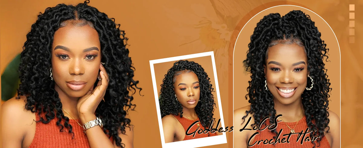 Goddess Locs Crochet Hair 10-22 Inch Faux Locs Crochet Hair Black Women PreLooped Boho Locs Synthetic River Locs with Curly Ends