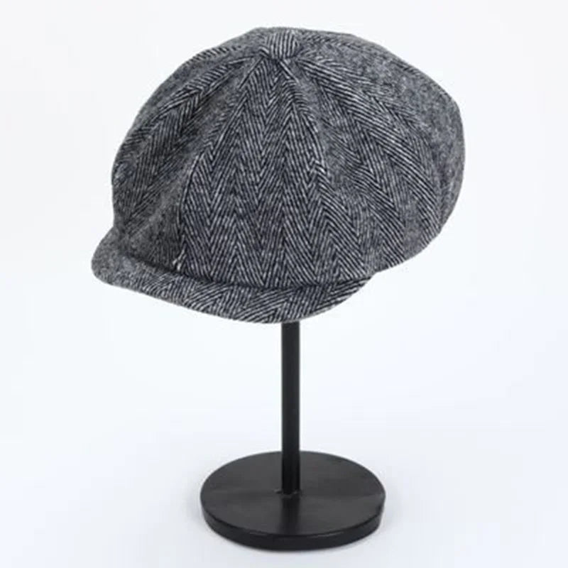 Retro Newsboy Caps Men Octagonal Hats British Painters Hats Autumn Winter Berets Herringbone Flat Caps Hip Hop Berets Gorras