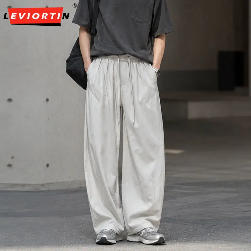 Spring/summer Japanese Retro Work Pants Men Women Breathable Loose Baggy Curved Pants Streetwear Cityboy Casual Balloon Pants