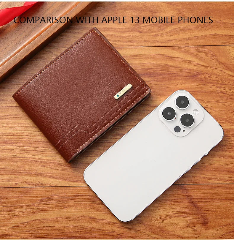 Fashionable Men's Bifold Short Wallet - Soft Lychee Pattern PU Leather Purse with Multi-Card Slots for Casual Style Card holder