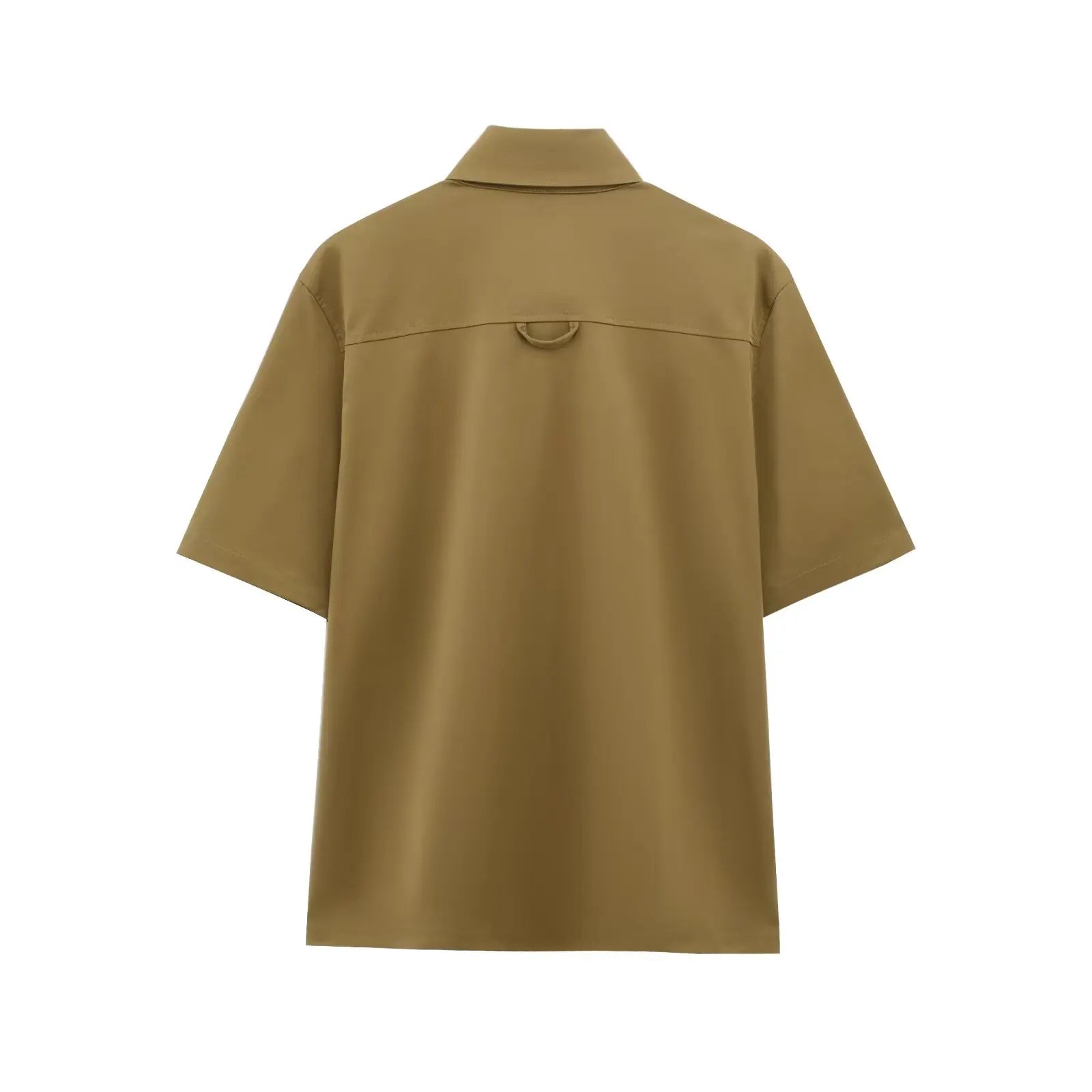 HH Women Summer Solid 2-Piece Set Button Pocket Decoration Short Sleeve Lapel Shirts+High Waist Pleated Zipper Casual Shorts