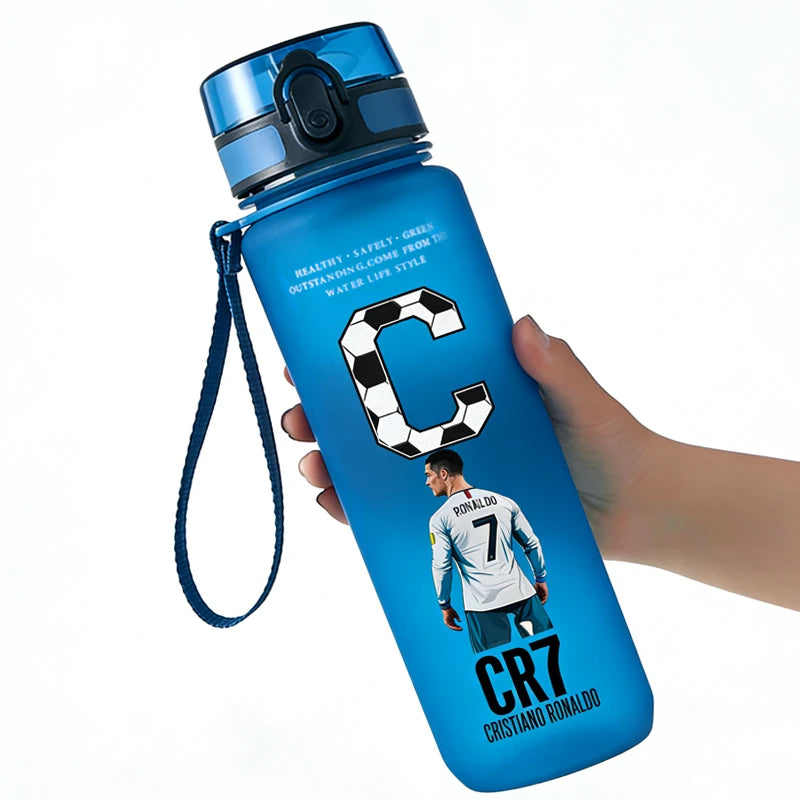 650ml CR7 Ronaldo Water Bottle Soccer Star Letter A-Z Children Outdoor Drink Bottle School Kids Straw Cup Boy Girl Sport Jugs
