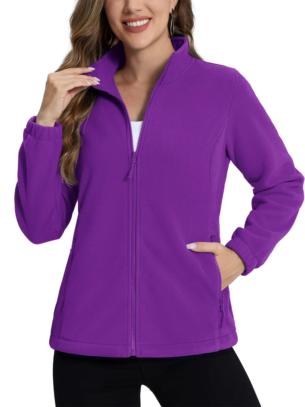 TACVASEN Women's Winter Fleece Jacket Lightweight Full Zip Sweatshirts Coat Casual Zipper Soft Warm Sweaters Outwear Female