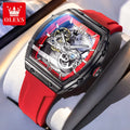 OLEVS 6779 Transparent Hollow Mechanical Men's Watches Fashion Luxury Silicone Strap Waterproof Skeleton Automatic Watch For Man