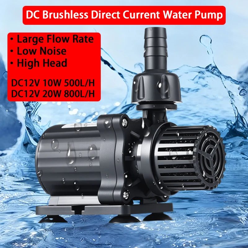 DC12V Water Pumps Lift 5M 500/800L/H Solar Brushless Motor Water Circulation Water Pump Ceramic Shaft Ultra Quiet Submersibles