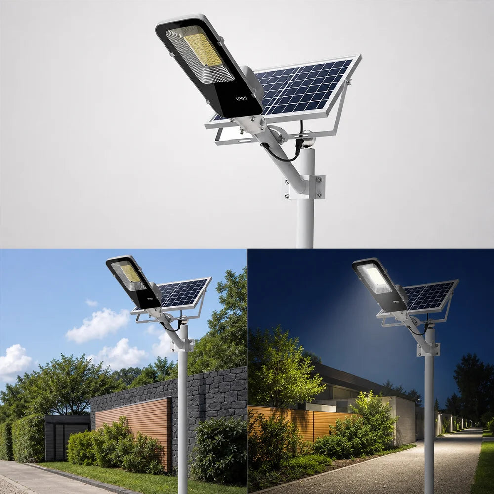 High brightness outdoor solar street light 6000/3000mAh waterproof automatic dusk to dawn garage garden street light