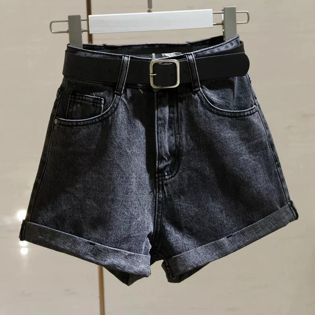 Summer Women Ripped Washed Hight Waist Denim Pants Short Bermuda Pant Casual Tassel Tight Five-point Stitch Street Wear Pants