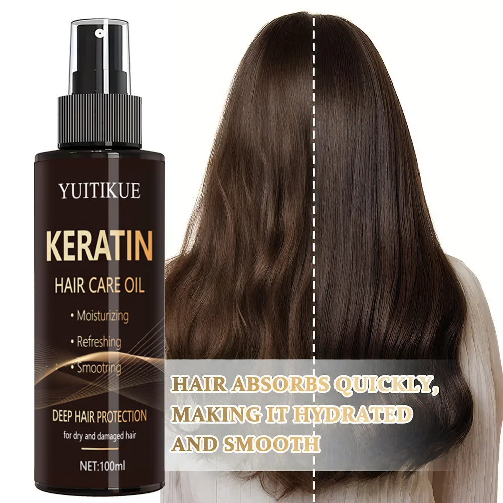 YUITIKUE Keratin Hair Care Oil Moisturizing Smoothing Refreshing Deep Protection For Dry Damaged Hair