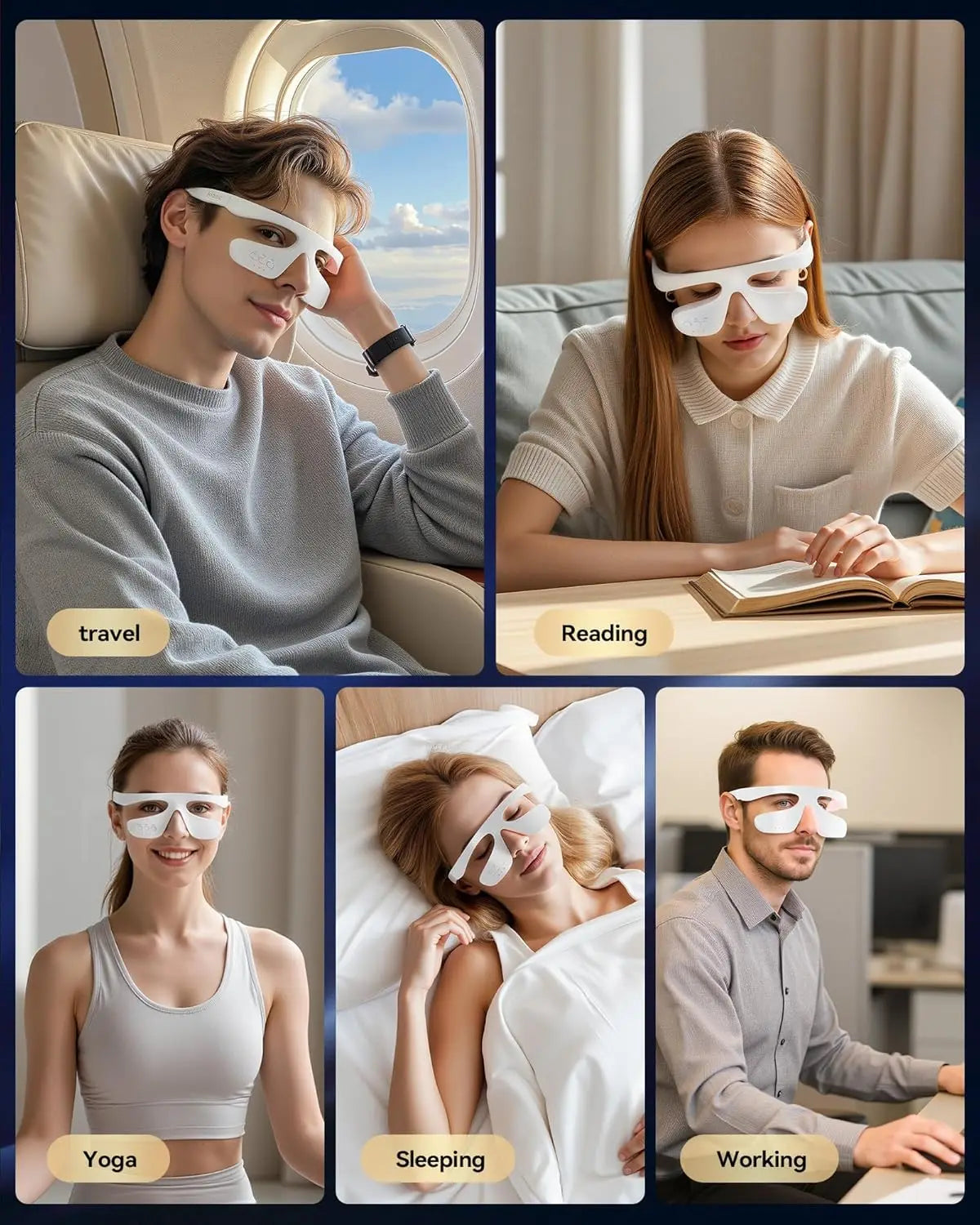 Smart Eye Massager 3D Red Light Eye Fatigue Dark Circles Relaxing Under-Eye Glasses Massage Beauty Machine