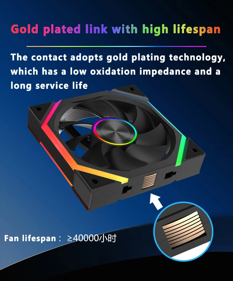 ICE Whale WX-3 Wire-Splicing PC Case Cooling Fan 3PIN ARGB Mirror Cycle Light Effect 800-1600RPM PWM Water Cooling Cooler Fan