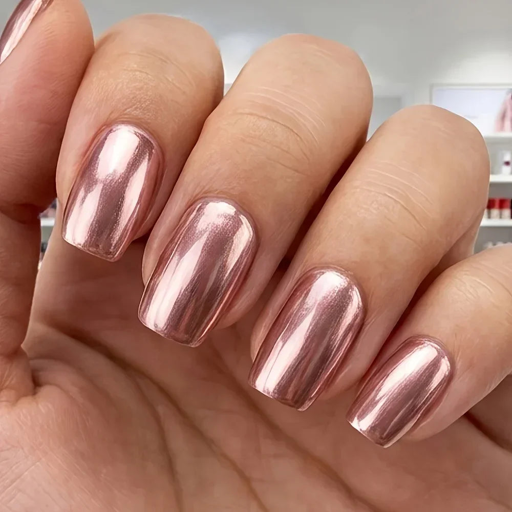 Rose Gold Mirror Polish, Quick-Dry, Wear-Resistant, Keratin, Strengthens Nails. 2-in-1 care. Daily & Festive Must-Have.