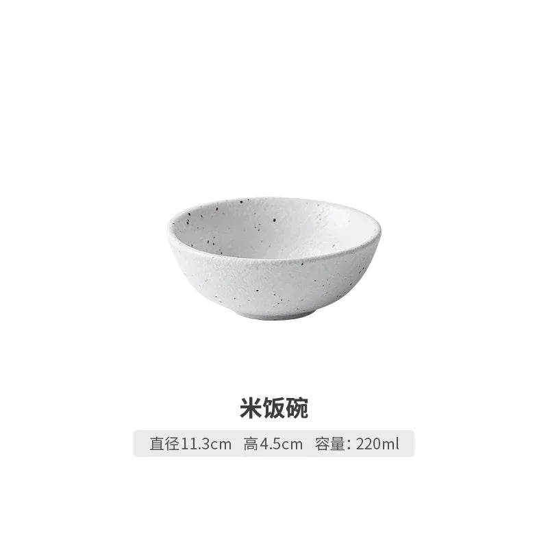 Japanese-style Tableware Set Bowls and Plates Round White Ink Point Dinner Plates Home Creative Western Dishes Dinner Plates