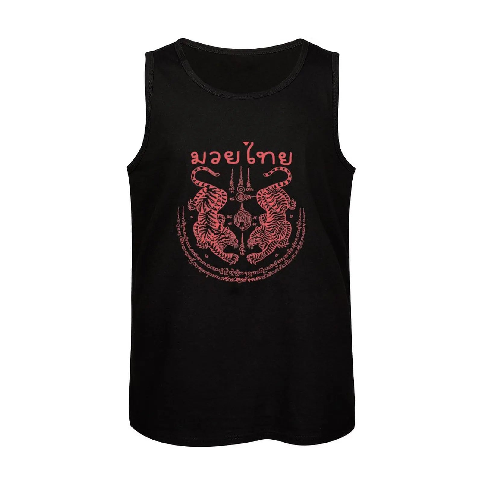 Muay Thai with Thai traditional art of Talisman Tiger Leap (Tiger pairs) Tank Top Men's clothing brands Man clothes for gym