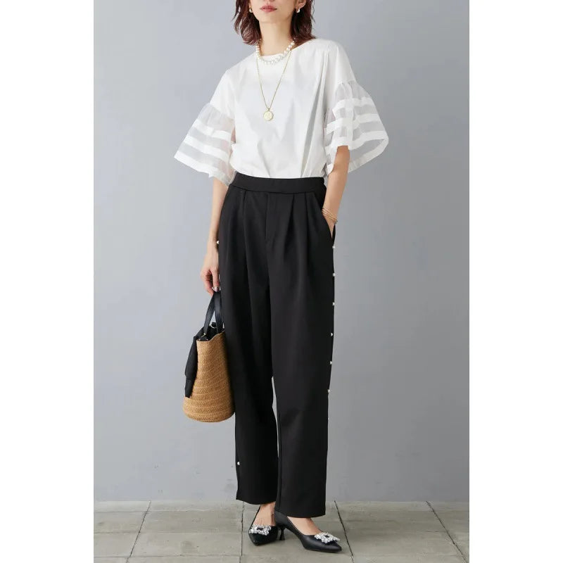Flare Sleeve Shirts & Blouses Fashion Loose 2026 Woman Blusas New Arrivals Camisas Japan Korean Ropa Mujer Summer Tops