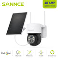 SANNCE 4MP 2K Solar Powered Cmmeras Support two-way audio 2.4G WIFI connect H.264+ Cameras IP65 Dust and Waterproof 4MM Lens