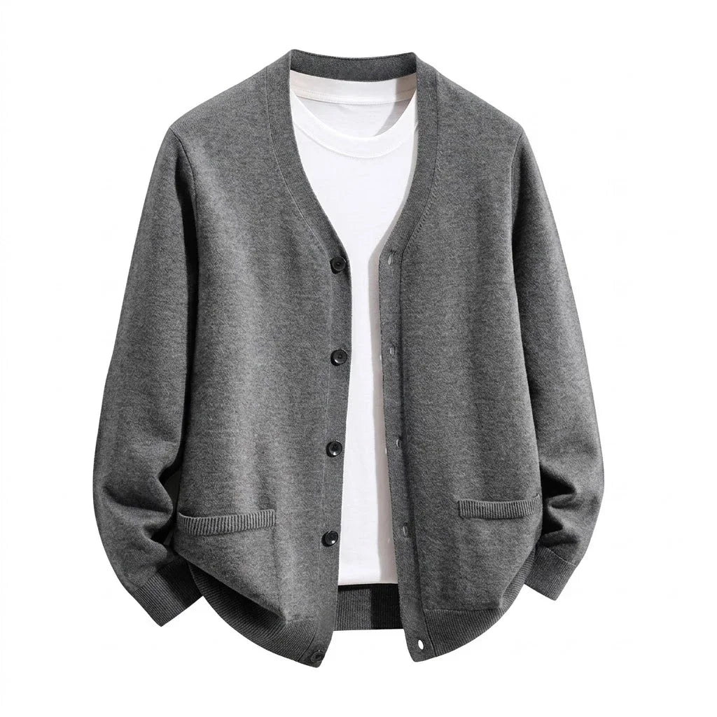 Mens VNeck Knit Open Cardigan Jumper Button Front Long Cozy Outer Garment Jacket Oversized Fit Winter Sweat Tops with Pockets