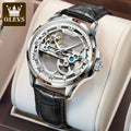 OLEVS Couple Watches Original Fully Transparent Skeleton Automatic Mechanical Watches For Men Women Lover's Gift Luxury Watches