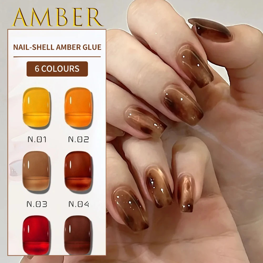 1/6color 5g Amber Brown Gel Nail Polish Set Y2K Autumn Winter Gradient Leopard Jelly Nail Gel Semi Permanent Soak Off Varnish