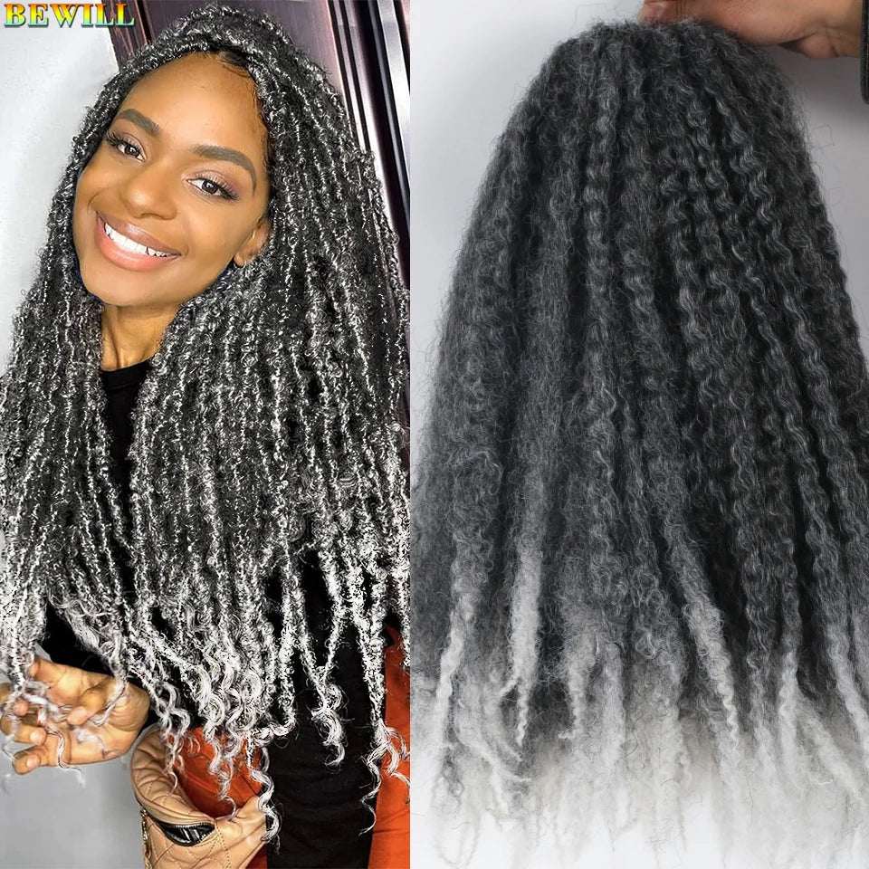 18 Inch 1-6 Packs Marley Twist Crochet Hair Black Brown to Blonde Synthetic Afro Marley Ombre Braiding Hair for Faux Locs Braids