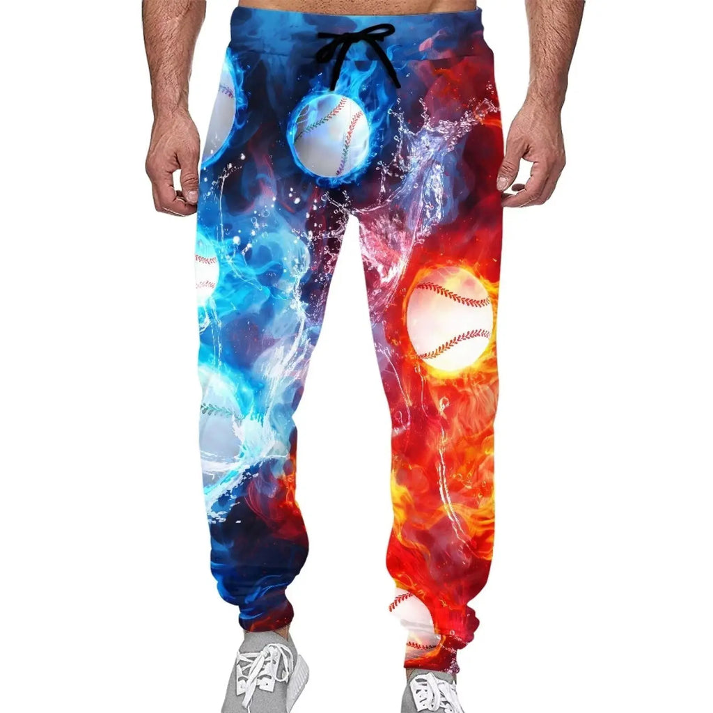 Men's Casual Jogging Pants Abstract Kitten Pizza Print Design Suitable for Outdoor Sweatpants Autumn and Winter Fashion