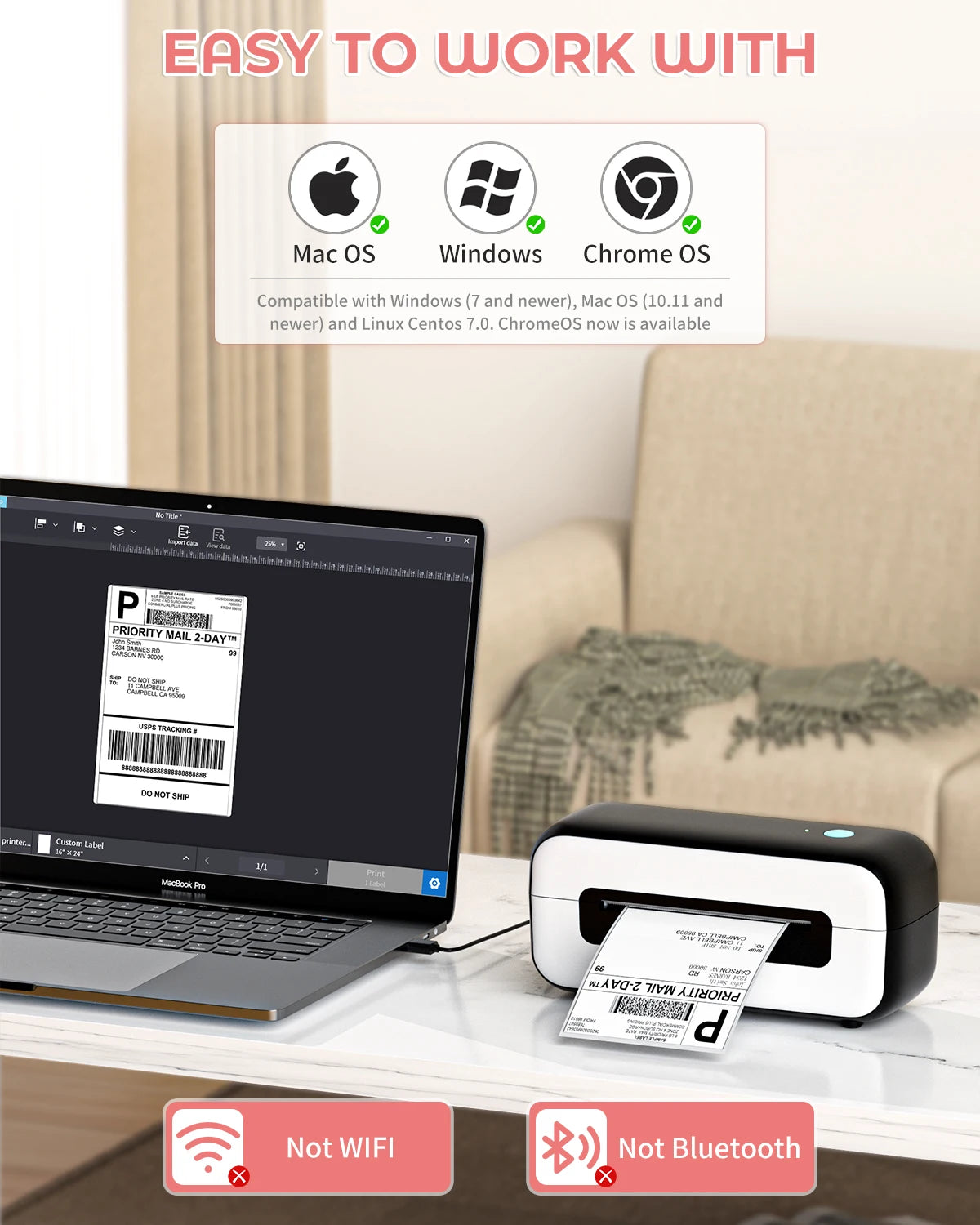 Phomemo PM246S Portable Wireless Label Sticker Thermal Printer Waybill Label Thermal Printer Mini Impresora Portatil