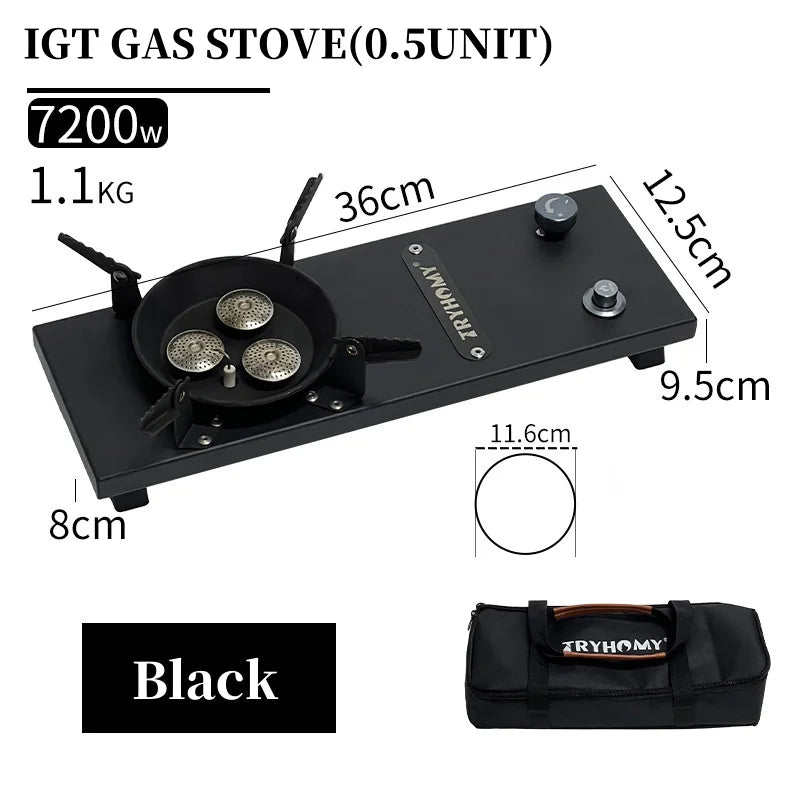 IGT Half-Unit Gas Stove 7200W High Power Stainless Steel IGT Burner Plate Folding Camping Igt Gas Burner BBQ Grill Desktop Stove