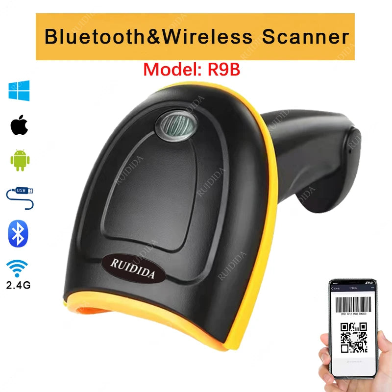 2D Wireless Barcode Scanner Bluetooth 2d Scanner Handheld QR Code Reader qr Wireless Bluetooth Scanner for Supermarket Store