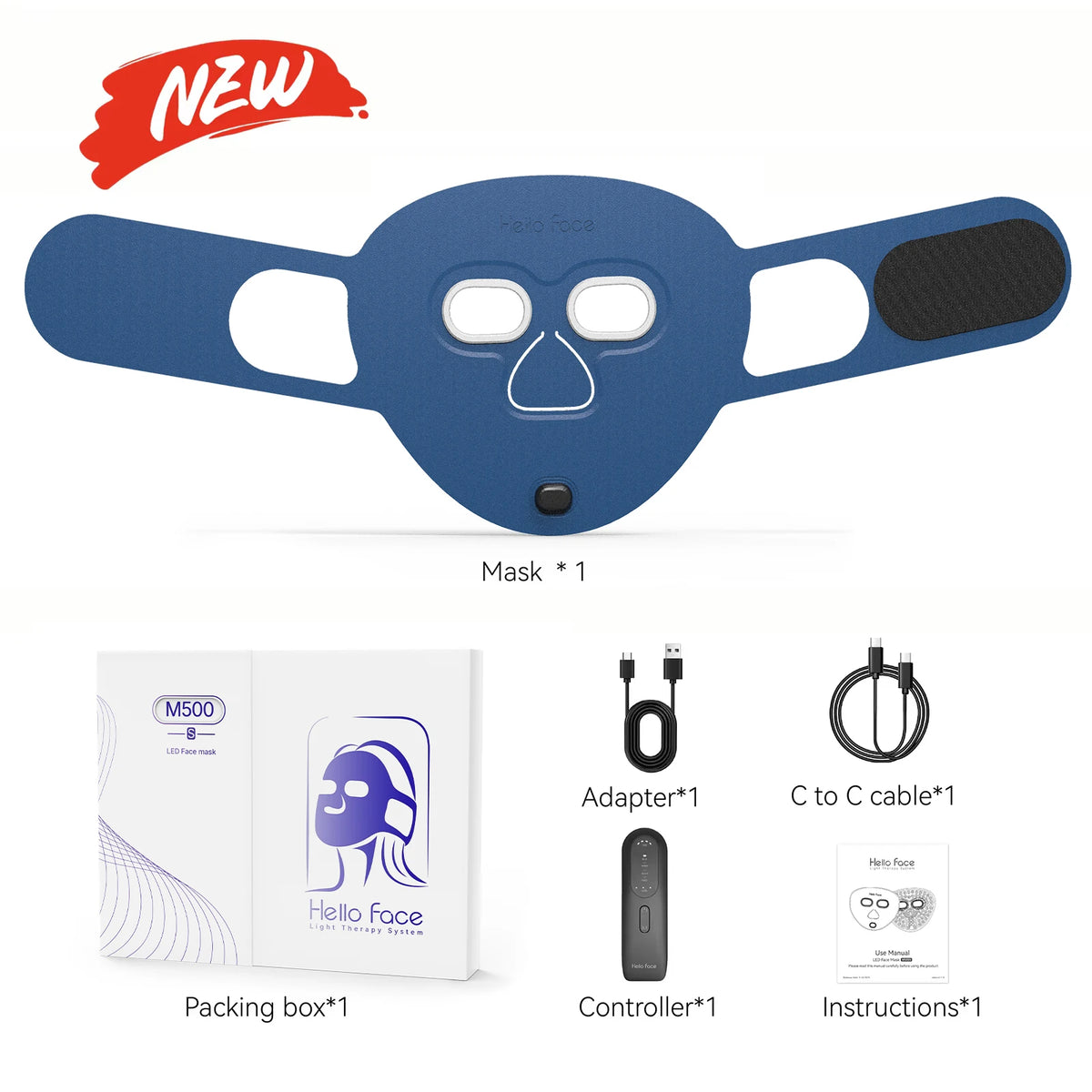 Hello Face Wireless Near-Infrared and Red Light Facial Mask For Powerful Professional Ultra-light Mask