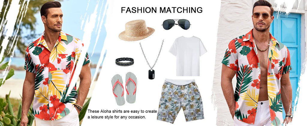 Men's Lapel Button Down Shirt T-Shirt New Floral Print Hawaii Beach Vacation Short Sleeve Breathable Fashion Men's Shirt Tops