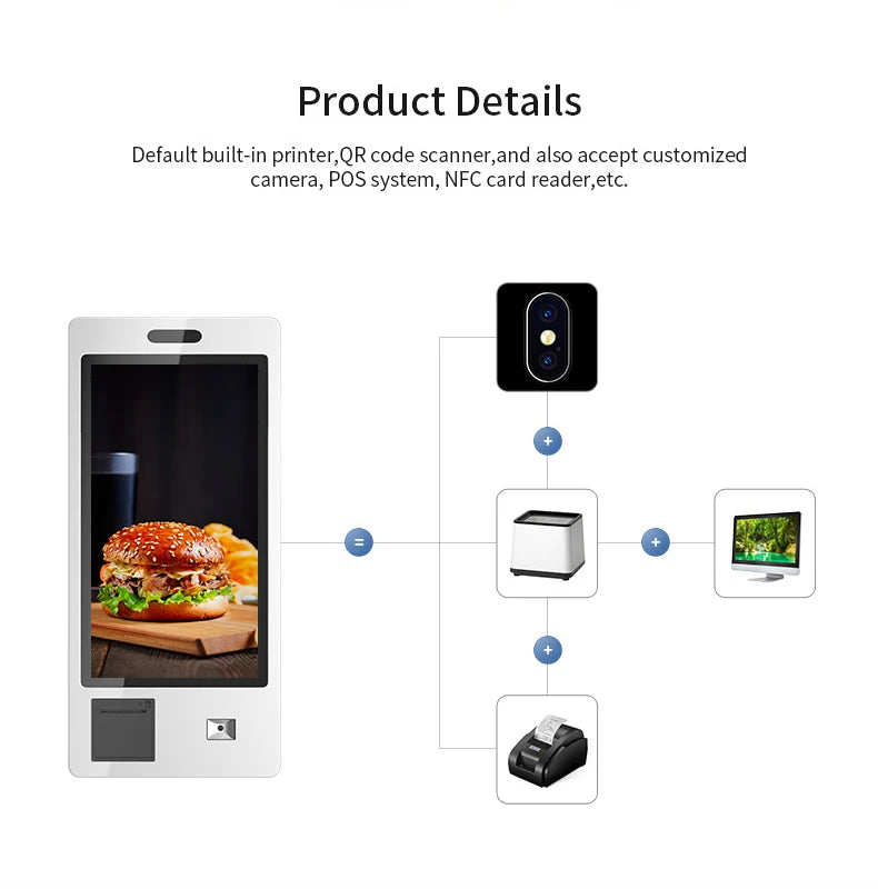 Wall Mount Or Floor Stand Android Os Self Ordering Kiosk Software Touchscreen Interactive Self-service Kiosk