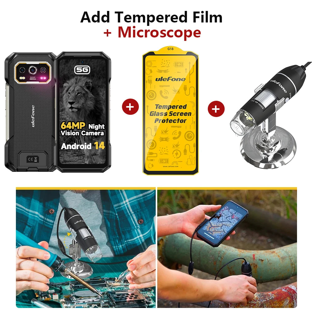 Ulefone Armor 27 Pro 5G 10600mAh Smartphone 50MP Camera 64MP Night Android 14 Rugged Phone Up to 24GB+256GB NFC Waterproof Phone