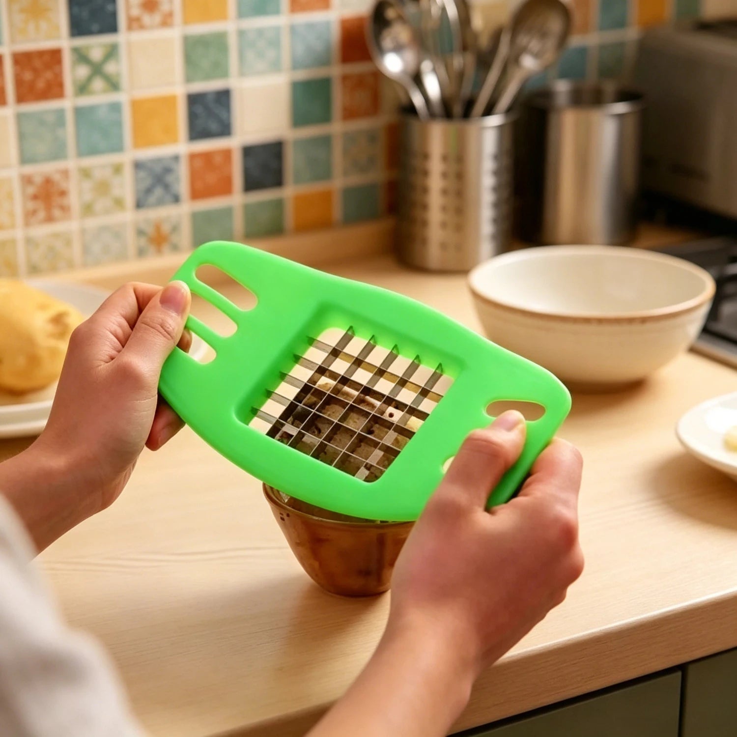Multifunctional Potato Slicer Cutter Chopper, French Fries Maker Vegetable Fruit Cutting Tool Home Kitchen Gadgets Accessories