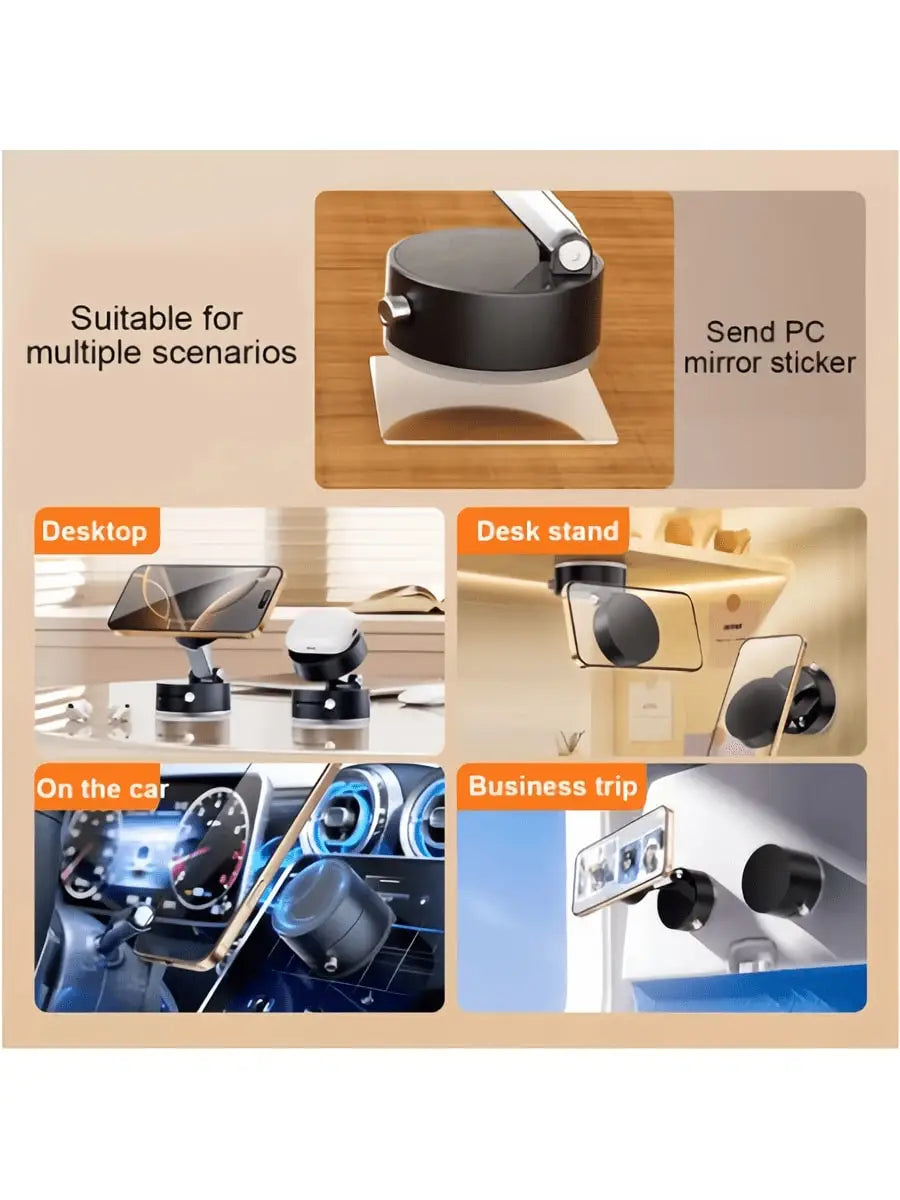 Y330 Foldable Magnetic Vacuum Suction Phone Holder Double Sided Suction Cup Car Bracket Portable Lazy Phone Stand for Home Car ﻿
