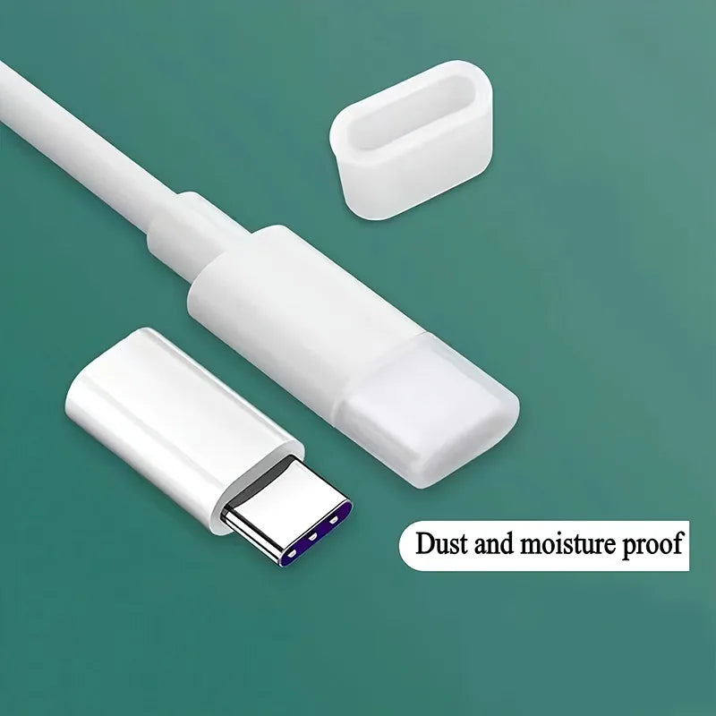 Type-C Charging Port Transparent Dust Plug With Rope Anti-Lost Dustproof Protector Cap Stopper Data Cable USB Type C Clear Cover