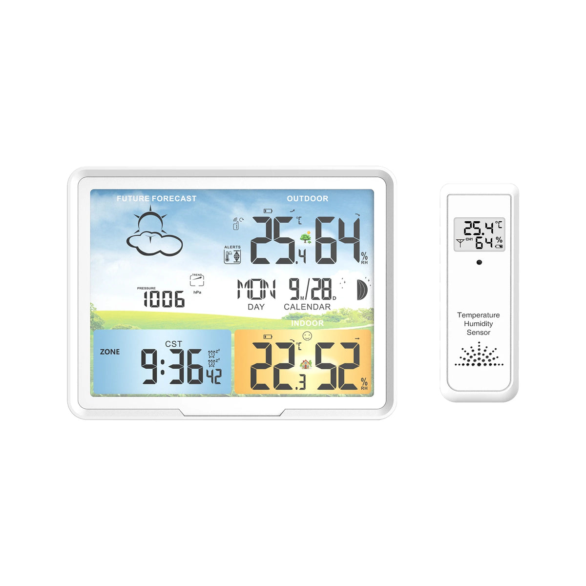 FABISENSE Wireless Weather Station with Indoor Outdoor Sensor Thermometer Hygrometer, Forecast Barometer Moon Phase, USB Powered