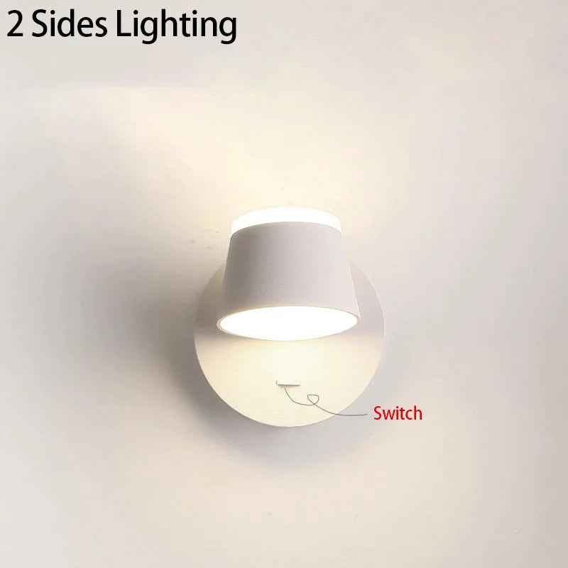 Nordic LED Wall Lamp With Switch 350 Degrees Rotatable Bedroom Bedside Corridor Reading Light Aisle Hotel Sconce Indoor Light