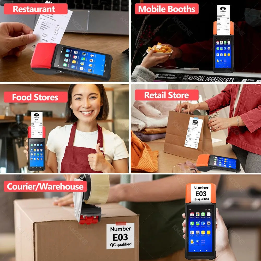 New 4G Android 13 POS PDA Terminal 1D 2D Barcode Scanner Reader Built-in Thermal Receipt Bill Printer Handheld Wifi NFC Loyverse