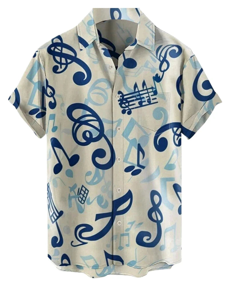 Music Men's Shirt 3d Print Casual Fashion Short Sleeved Shirt For Men Loose Summer Hawaiian Shirt Man Casual Men's Clothing New