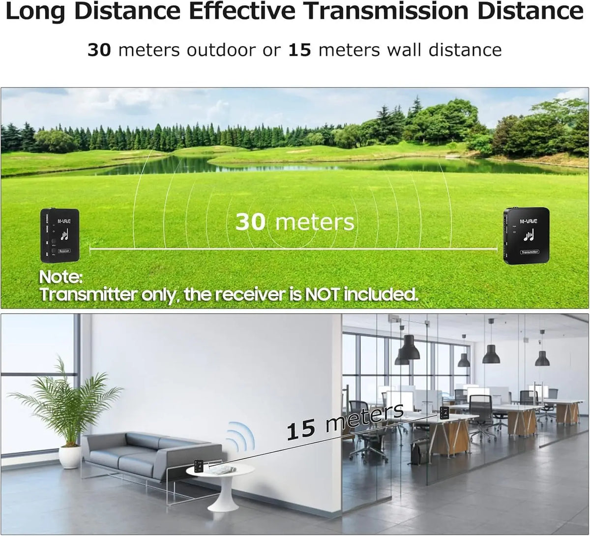 M-VAVE WP-10 2.4G Wireless In-Ear Monitor IEM System,Rechargeable Transmitter & Receiver with Volume Control/for Studio/Live