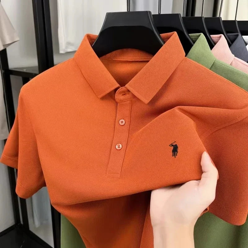 2026 New Men's Luxury Pony Embroidery Polo Shirt – High-Quality Embroidered Collar Short-Sleeve Casual Dress Summer T-Shirt