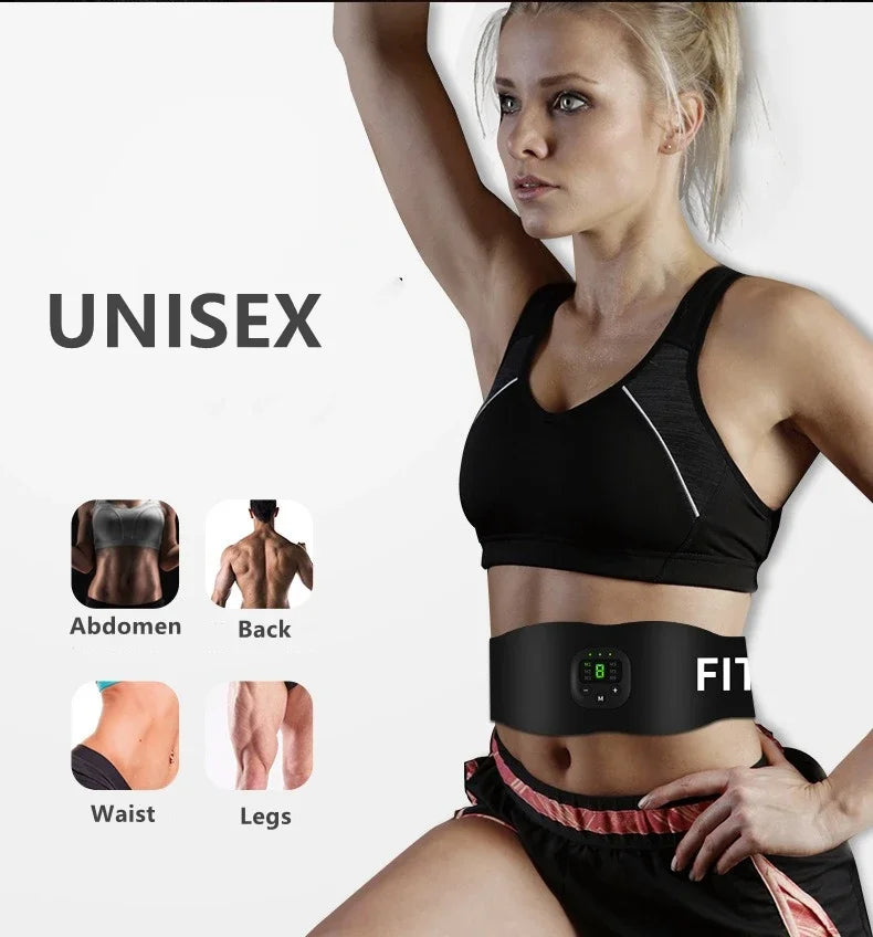 Abs Trainer Belt EMS Abdominal Muscle Stimulator Electric Toning Belts USB Waist Belly Weight Loss Home Gym Fitness Massager