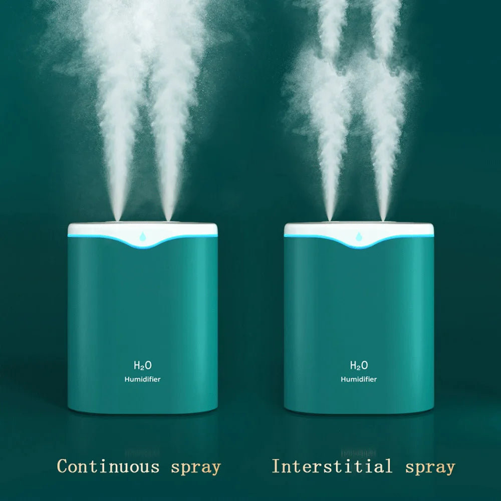USB Air Humidifier 2L Large Capacity Double Spray Port Essential Oil Humificador Cool Mist Fogger Home Office Aroma Diffuser