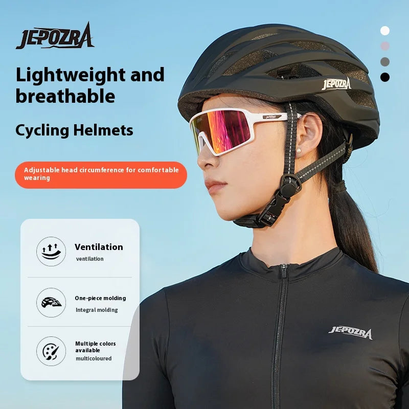 JEPOZRA Cycling Helmet Man Women LED Light Helmet Road Mountain Bike Helmet Bicycle Helmet Rechargeable Brim Design Helmet