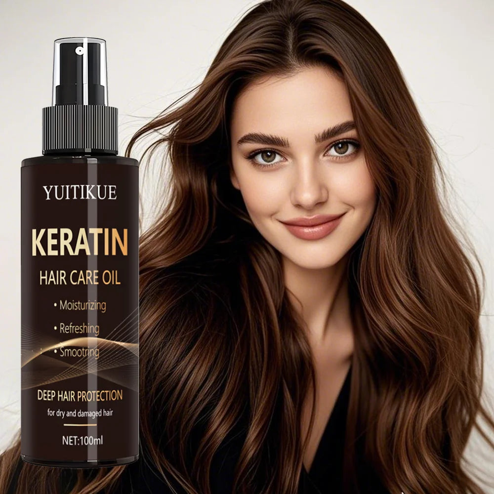 YUITIKUE Keratin Hair Care Oil Moisturizing Smoothing Refreshing Deep Protection For Dry Damaged Hair