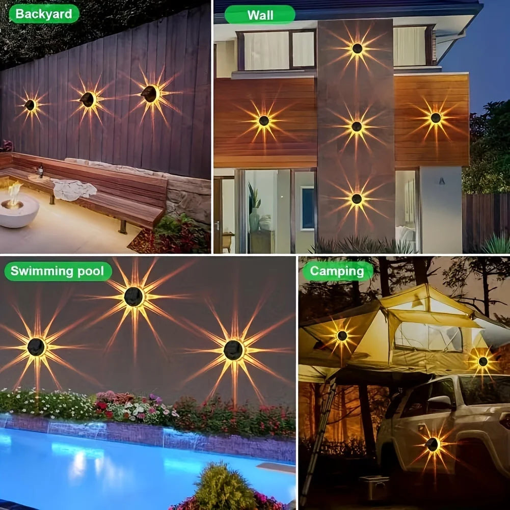 4 Packs Waterproof LED Decorative Light Outdoor Solar Stairs Lights for Wall Garden Yard Patio Pool Pathway Outside Solar Lamp