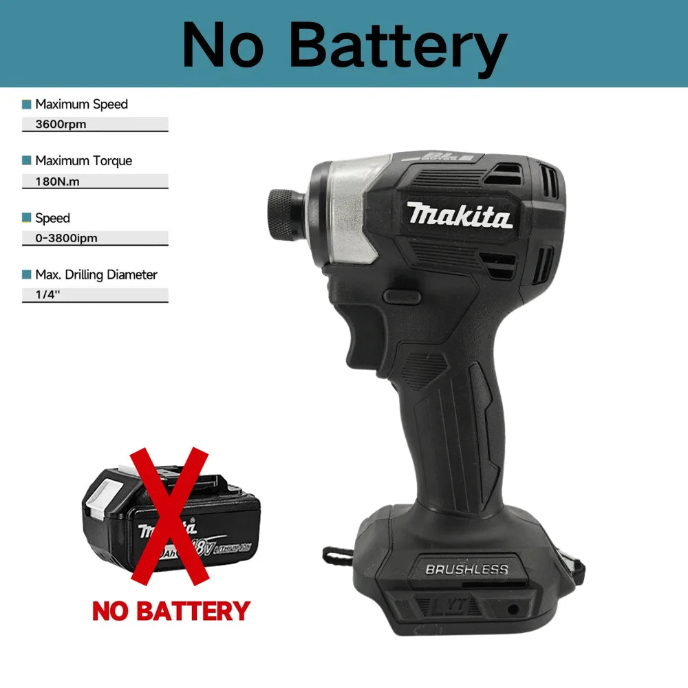 Makita 18V DTD173 Brushless Electric Drill 180Nm Cordless Impact Driver for Home Improvement And DIY Wood/Bolt/T-Mode Power Tool