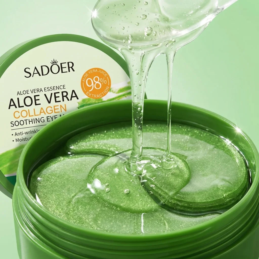 Aloe Vera Collagen Eye Mask 60Pcs Soothing Moisturizing Firming Eye Patches Hydrating Eye Skin Care for Puffy Eyes Dark Circles