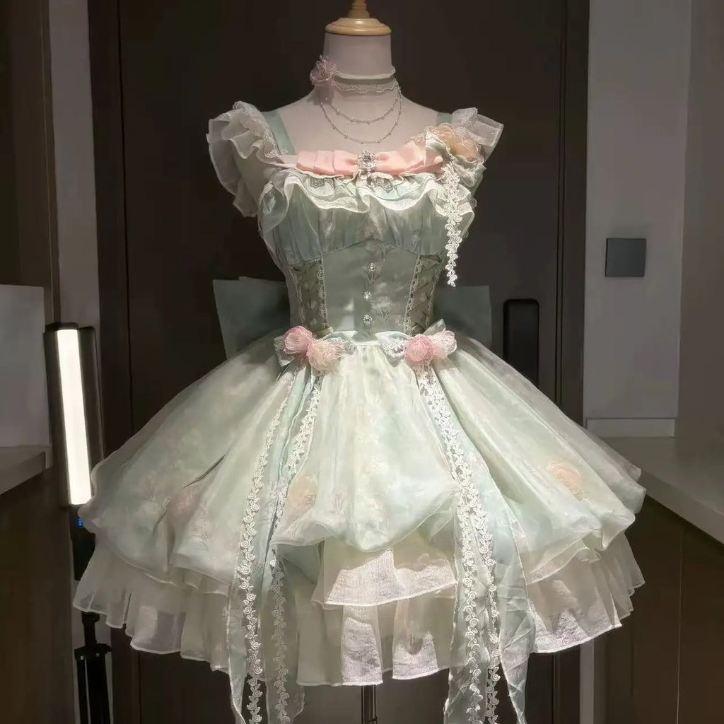 Gothic Y2k Sling Dress Women Harajuku Retro Tulle Ruffles Trim Christmas Party Outfit Grunge Aesthetic Sleeveless Elegant Wear