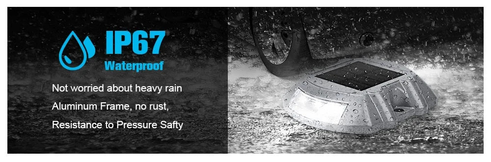 Smart Solar Road Studs with Motion Sensor - 6 LED Auto-Dimming Warning Lights IP68 Waterproof for Driveways/Parking Lots