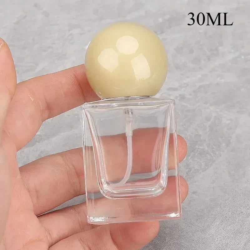 30ml Perfume Bottle Glass Line Mist Perfume  Atomizer Wood Lid Empty Sprayer Bottle Cosmetic Containers Travel Bottle Packaging